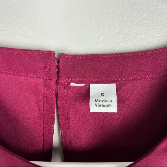 Deep Burgundy Office Workwear Ruffle Sleeveless Shirt, Size Small by Elle - Picture 7 of 10